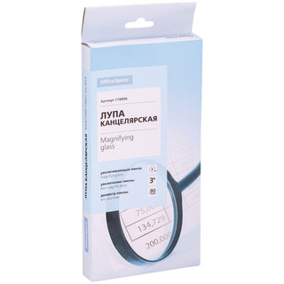 Лупа OfficeSpace, 90мм, 3-х кратное увеличение, карт. коробка, европодвес 2