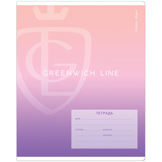 Тетрадь 12 л, клетка 'Gradient', 80г/м2, Greenwich Line 2