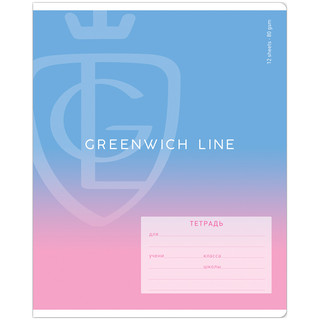Тетрадь 12 л, клетка 'Gradient', 80г/м2, Greenwich Line 4