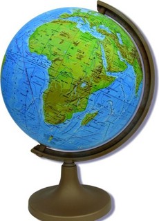 Глобус физический, диаметр 16 см + Мини-энциклопедия 'Физическая география Земли', DMB