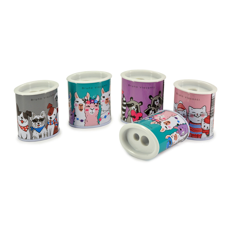 Точилка металлическая с контейнером, 2 отверстия Альт, цвет в ассортименте