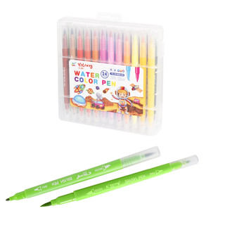 Фломастеры двухсторонние 24 цвета, кисточка/пулевидный, в пласт.боксе 1