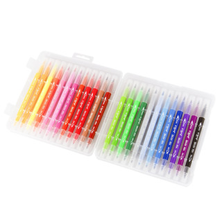 Фломастеры двухсторонние 24 цвета, кисточка/пулевидный, в пласт.боксе 2