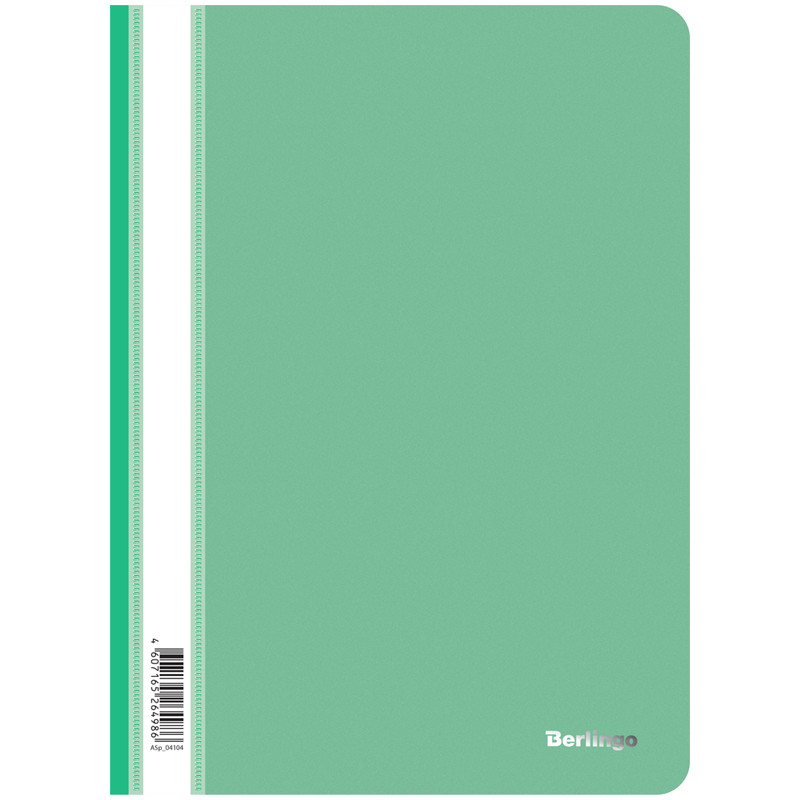 Папка-скоросшиватель пластик. Berlingo, А4, 180мкм, зеленая с прозр. верхом