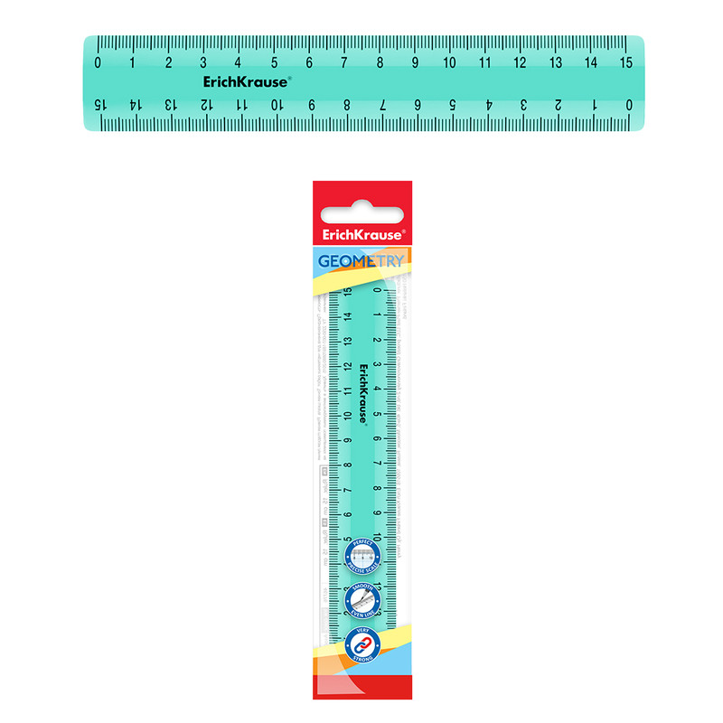 Линейка пластиковая ErichKrauseR Pastel Mint, 15см, мятный, в флоупаке