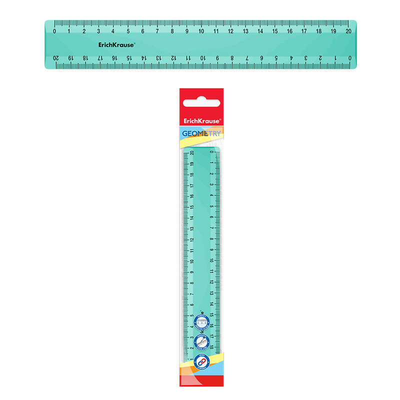 Линейка пластиковая ErichKrauseR Pastel Mint, 20см, мятный, в флоупаке