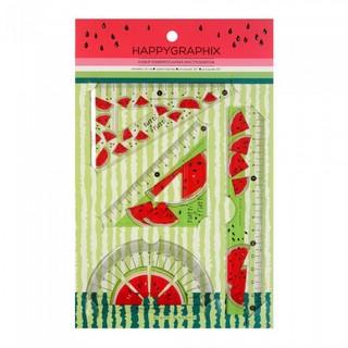 Набор геометрический 'HappyGraphix. Арбуз' (транспортир, линейка, два треугольника)