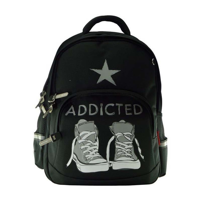 Рюкзак классический черный с эргономичной спинкой 'Кеды серые'