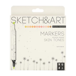 Скетч-маркеры перм.двуст.(12 цветов) 'Sketch&Art' ПОРТРЕТ, в ...