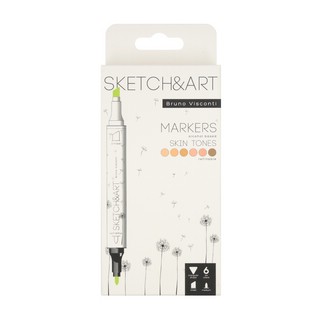 Скетч-маркеры перм.двуст.(6 цветов) 'Sketch&Art' ПОРТРЕТ, в п...