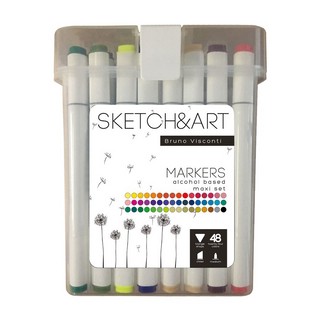 Маркеры для скетчей двусторонние (48 цветов) 'Sketch&Art' в пласт.пенале, артикул 22-0079
