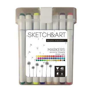 Маркеры для скетчей двусторонние (48 цветов) 'Sketch&Art' в п...