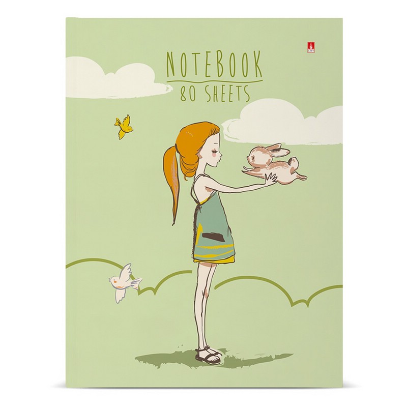 Блокнот-престиж 'Girl and rabbit', А6, 80 листов, клетка