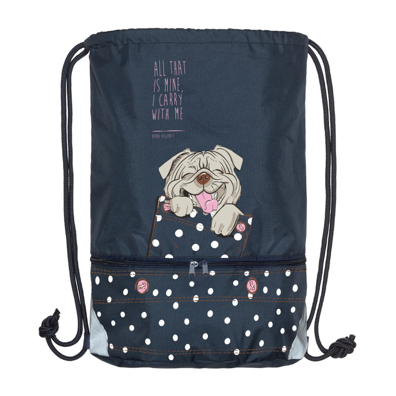 Мешок для обуви двухсекционный 'Собачка' синий, 37х48 см