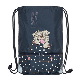 Мешок для обуви двухсекционный 'Собачка' синий, 37х48 см