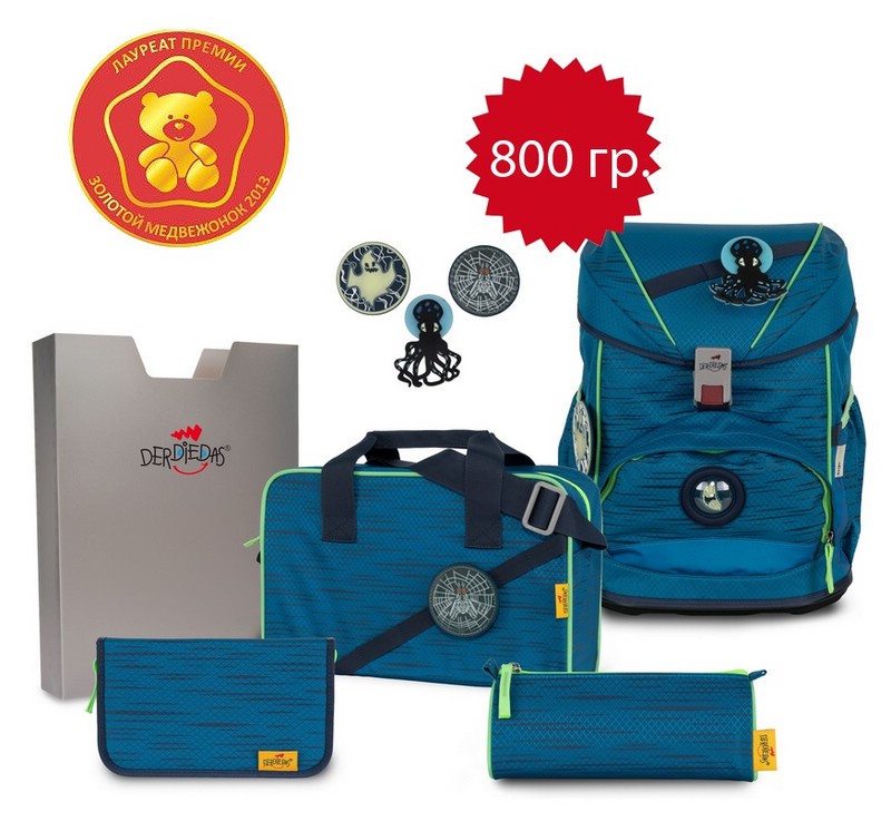 Ранец DerDieDas Ergoflex Buttons 'Тень' 800 гр, с наполнением (6 предметов)