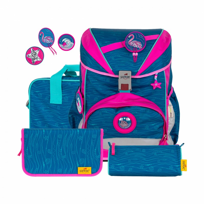 Ранец DerDieDas Ergoflex Superlight 'Фламинго' 800 гр, с наполнением (6 предметов)