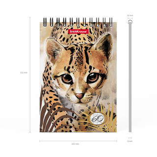 Блокнот на спирали Wild Cat, А6, 60 листов, клетка 3