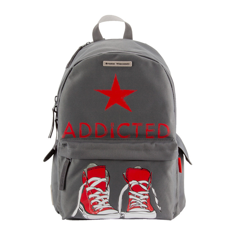 Рюкзак молодежный 'Кеды красные' серый