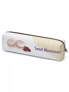 Пенал-косметичка "Sweet Macaroons. Шоколад" ПВХ, молния, 20.5х7.5х3.5 см, Alingar AL8062/1