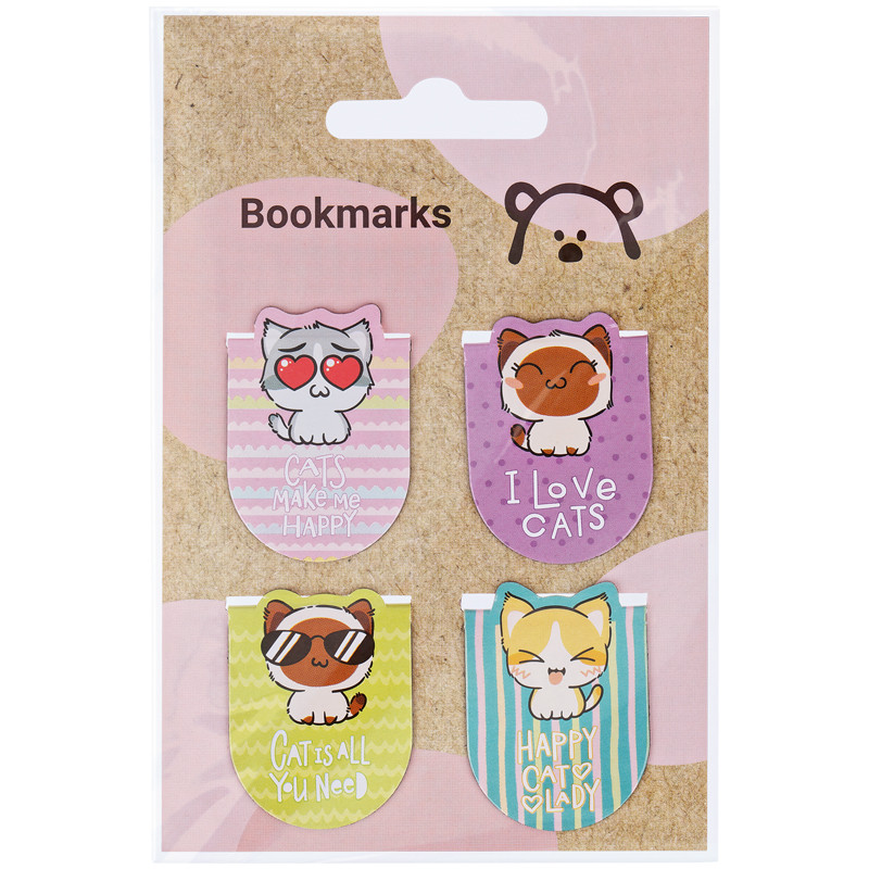 Закладки магнитные для книг, 4шт., MESHU 