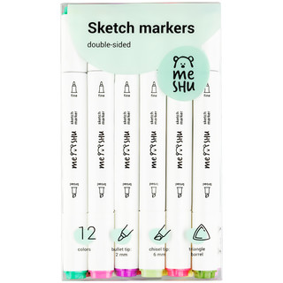 Набор маркеров для скетчинга MESHU, 12цв., цветочная гамма 1