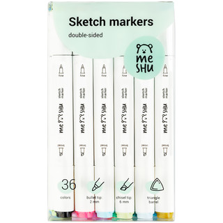 Набор маркеров для скетчинга MESHU, 36цв., основные цвета 1