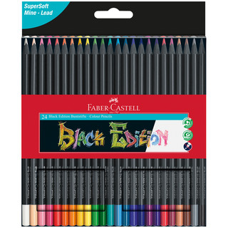 Карандаши цветные "Black Edition" 24 цвета, трехгран., черное дерево, Faber-Castell