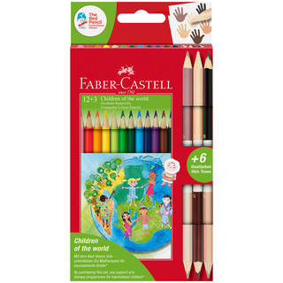 Карандаши цветные "Дети мира" 12 цветов, трехгран, заточ. +6 цветов, Faber-Castell