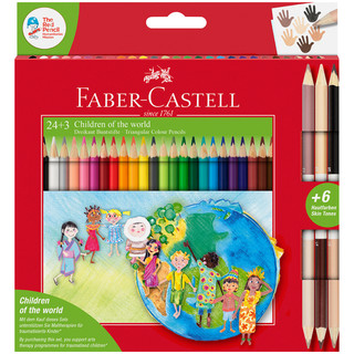 Карандаши цветные "Дети мира" 24 цвета, трехгран, заточ. +6 цветов, Faber-Castell