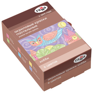 Краски акриловые декоративные 'Хобби' 6 цветов, 20 мл, картон...