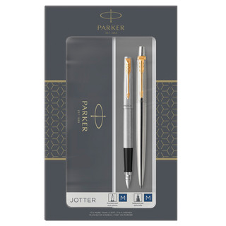 Набор Parker Jotter Stainless Steel GT: ручка шариковая 1.0мм и ручка перьевая 1.0мм, подар.упаковка