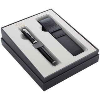 Набор Parker IM Black CT: ручка перьевая 1.0мм + чехол из экокожи, подар.упаковка