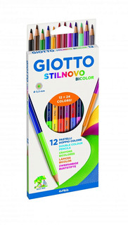 Цветные карандаши Giotto "Stilnovo Bicolor Ast" 12 штук / 24 цвета