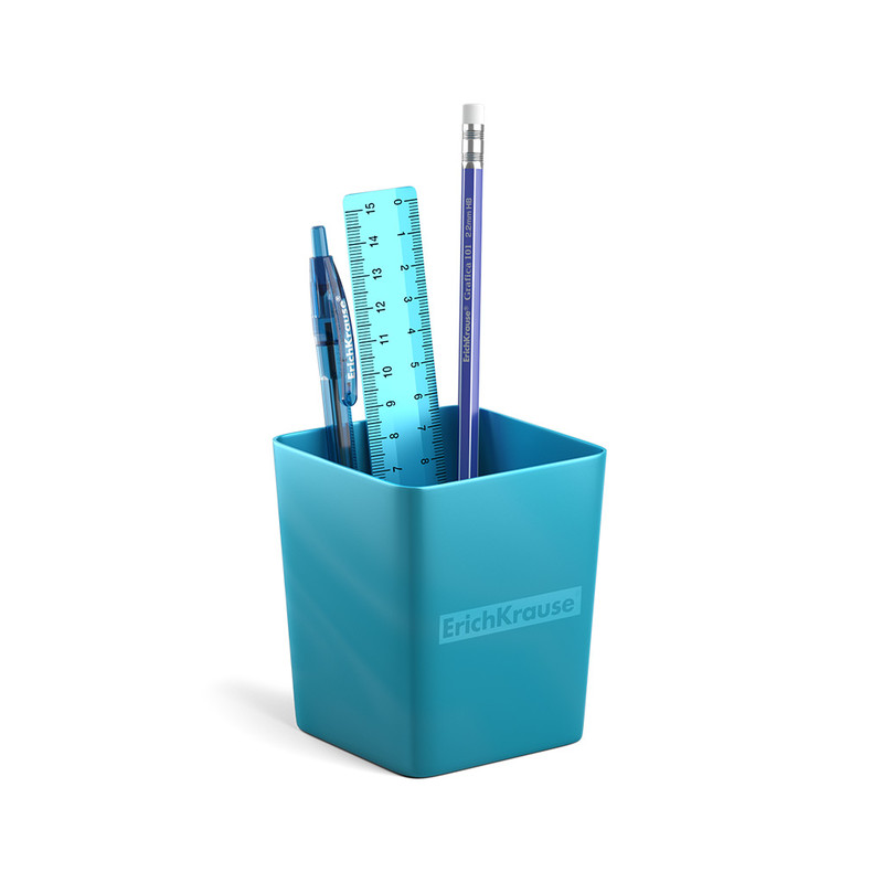 Набор настольный пластиковый ErichKrauseR Base, Ice Metallic, голубой