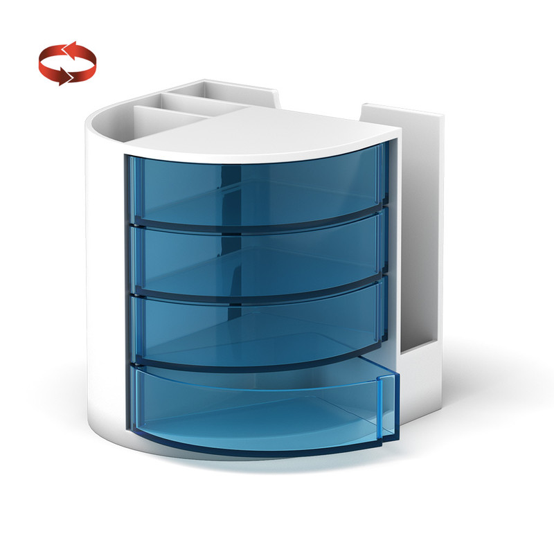 Подставка настольная пластиковая ErichKrauseR Venezia, Classic, белый с голубыми ящиками