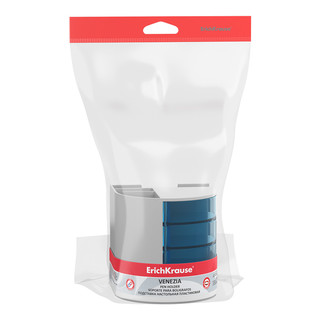 Подставка настольная пластиковая ErichKrauseR Venezia, Classic, белый с голубыми ящиками 2