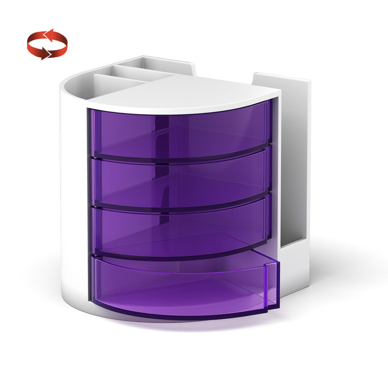 Подставка настольная пластиковая ErichKrauseR Venezia, Classic, белый с сиреневыми ящиками