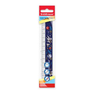 Линейка 15 см, с выемкой, пластиковая. ErichKrauseR Cosmonaut, во флоупаке 2