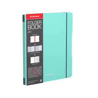 Тетрадь общая FolderBook Pastel Mint, А5+, 2x48 листов, клетка, в съемной пластиковой обложке, на резинке