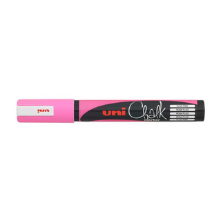 Маркер меловой UNI 'PWE-5M', флуоресцентно-розовый, 1,8-2,5 мм, влагостираемый, для гладких поверхностей