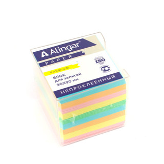 Блок бумажный для записей Alingar, 9*9*9, цветной (в пластик. боксе)