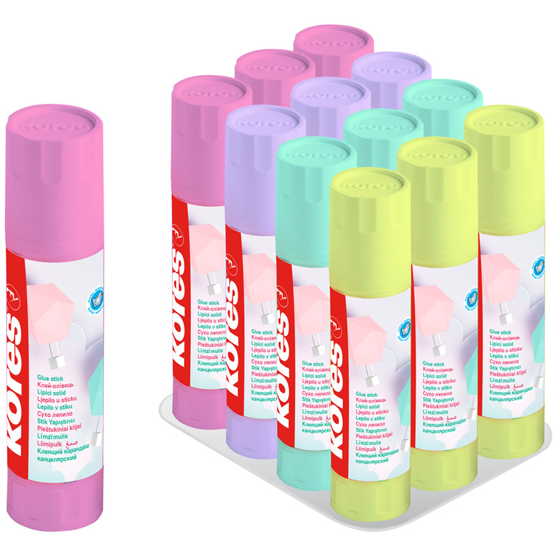 Клей-карандаш Kores 'Pastel', 20г, прозрачный. Цена за 1 шт.