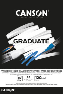 Альбом-склейка для смешанных техник Canson 'Graduate' A5 20 л 120 г, черная бумага