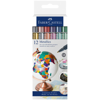 Набор маркеров для декорирования Faber-Castell "Metallics" 12 цветов, пулевидный, 1.5мм, европодвес