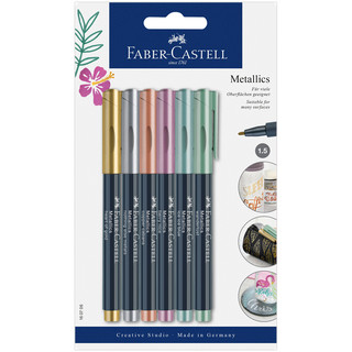 Набор маркеров для декорирования Faber-Castell "Metallics" 6 цветов, пулевидный, 1.5мм, блистер