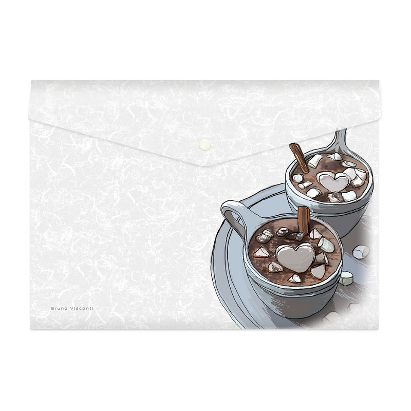 Папка конверт на кнопке, 'Горячий шоколад' А4