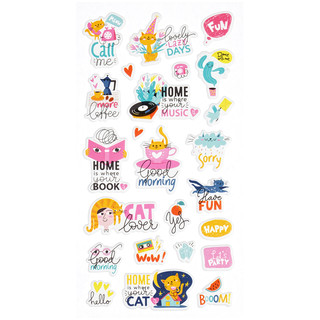 Наклейки объемные MESHU "Cat lover", 10*19 см, пакет европодвес