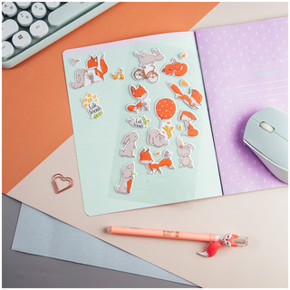 Наклейки объемные MESHU 'Fox & bunny', 10*19 см, пакет европодвес 4