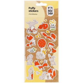 Наклейки объемные MESHU 'Fox & bunny', 10*19 см, пакет европодвес 3